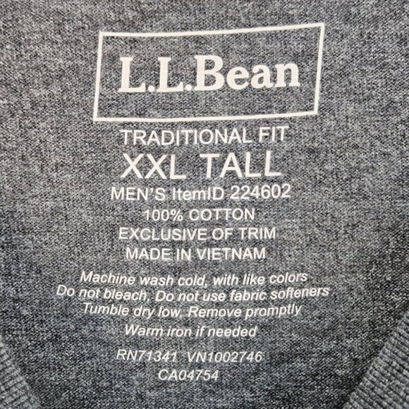 L.L.Bean Traditional Fit T-Shirt Pullover Gray Long Sleeve Men's Sz XXL 2XL Tall - Picture 8 of 10
